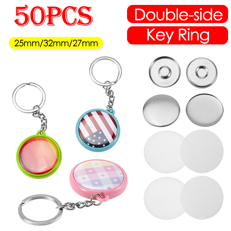 Button Badge Blank - 50개/세트 25mm 32mm 37mm 양면 키체인
