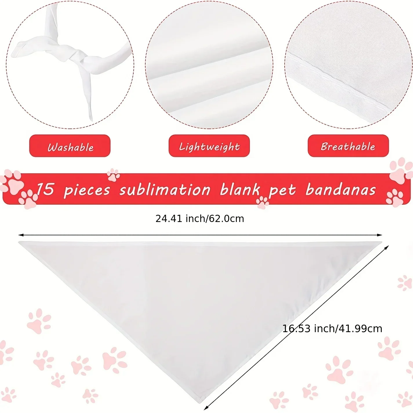 소형, 중형, 대형견용 흰색 폴리에스터 블랭크 강아지  - Bandana Blank White 리뷰 및 가격