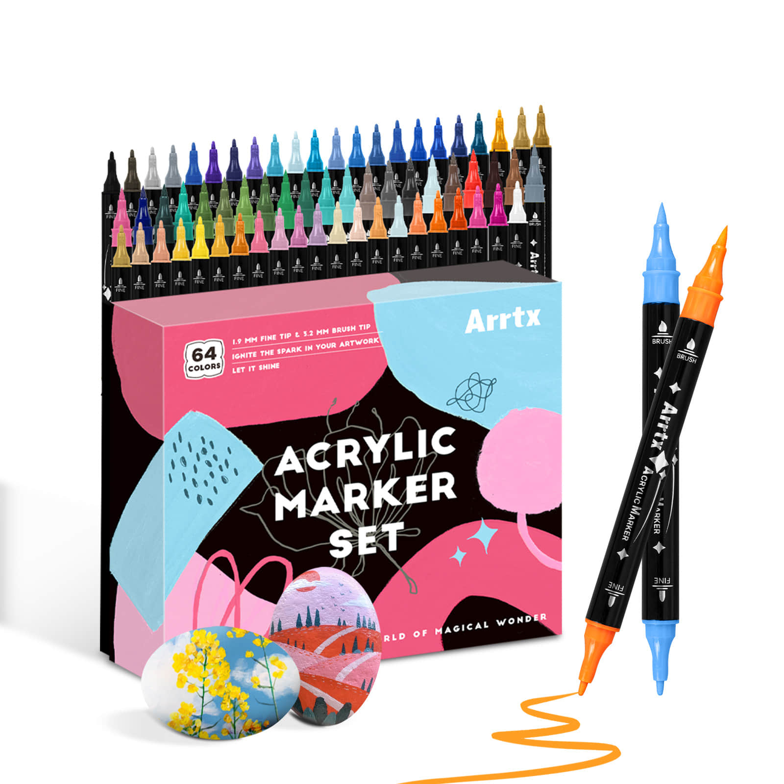 Arrtx 64 색 아크릴 페인트 펜, 브러시 및 미세 - Copic Marker Classic 리뷰 및 가격
