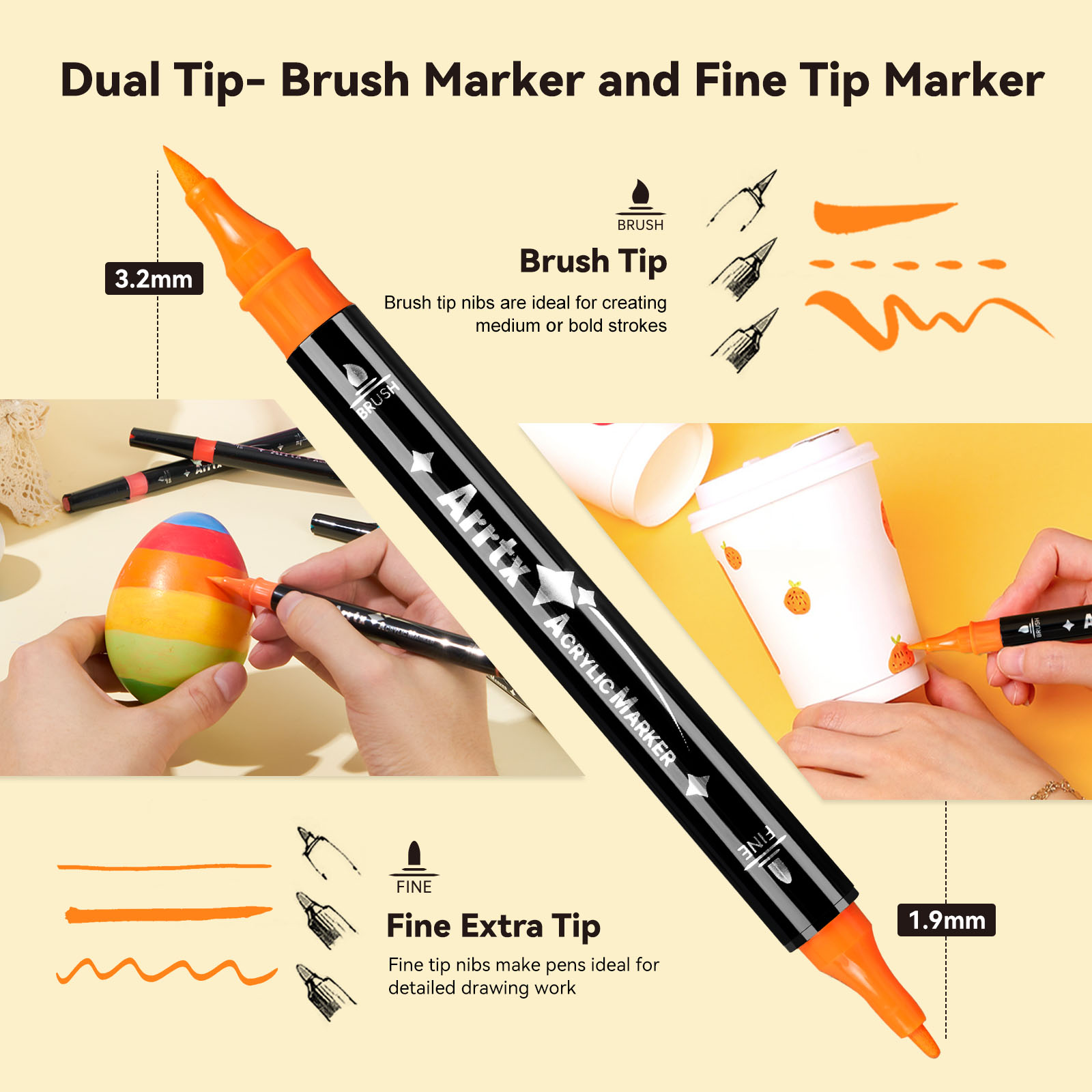 Arrtx 64 색 아크릴 페인트 펜, 브러시 및 미세 - Copic Marker Classic 리뷰 및 가격