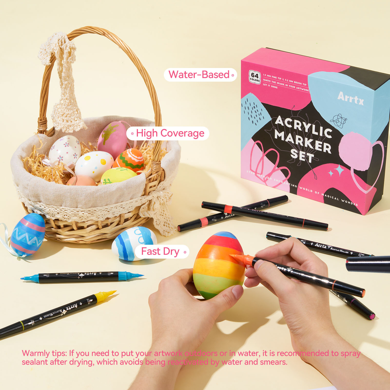 Arrtx 64 색 아크릴 페인트 펜, 브러시 및 미세 - Copic Marker Classic 리뷰 및 가격